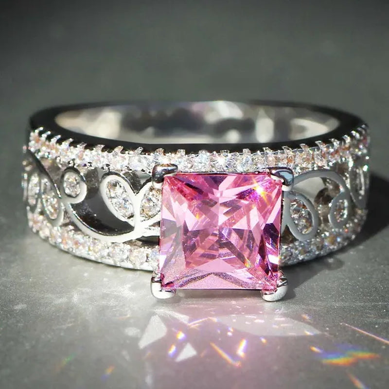 Elegant  Silver Yellow Diamond Birthstone Gemstones Engagement Wedding Anniversary Ring Size 6 7 8 9 10