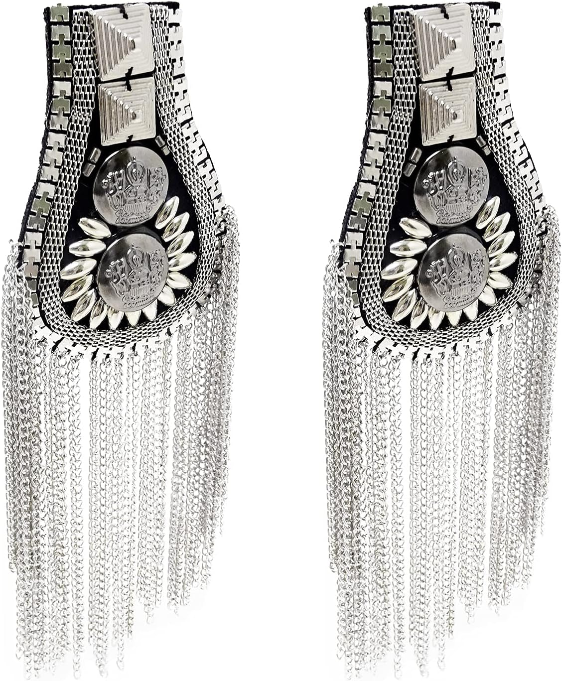 1 Pair of Metal Tassel Chain Shoulder Epaulets Shoulder Boards Badge Fixed with Pins for Men and Women