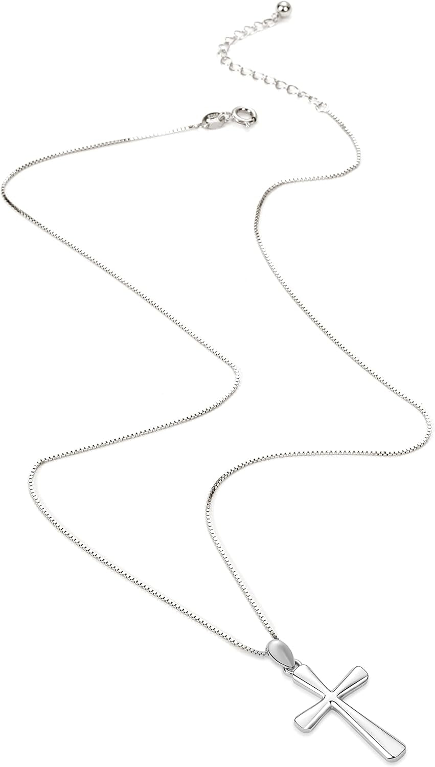 Sterling Silver Cross Necklace for Women 925 Sterling Silver Simple Classic Cross Pendant Necklace Handmade Crosses Religious Jewelry