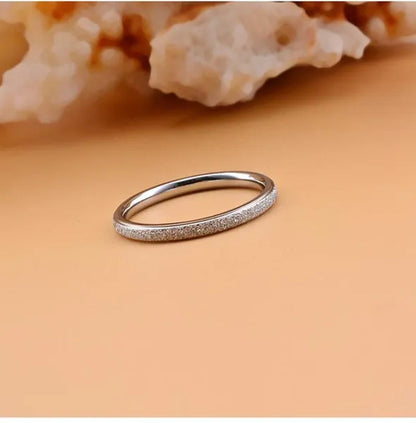 2mm Rose Gold and Silver Sandblast Ring Titanium Steel Wedding Band for Women Girl Size 3-10