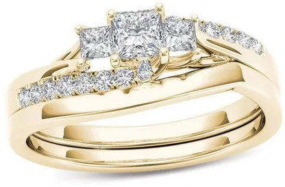 6 Delicate 2-3 Pieces/Set Women's Shiny White Zircon Ring Set Anniversary Christmas Gift Engagement Bride Wedding Jewelry Ring Size 6-10