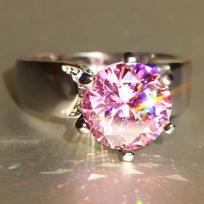 Luxury  Silver Natural Gemstones White Sapphire Birthstone Bride Wedding Engagement Multilayer Crown Ring Size 6 7 8 9 10