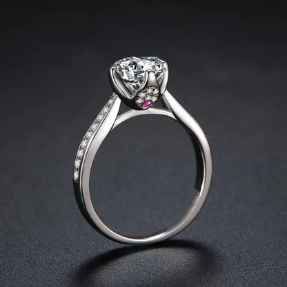 New Fashion Brilliant Round Cut Ruby Moissanite Ring 14K White Gold Plated Anti-tarnish Elegant Engagement Wedding Ring for Lover Precise Size 5-12