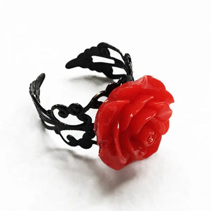 Black Rose Gothic Victorian Ring, Adjustable Filigree Ring, Gothic Victorian Jewelry, Alternative Jewellery, Romantic Valentine Gift