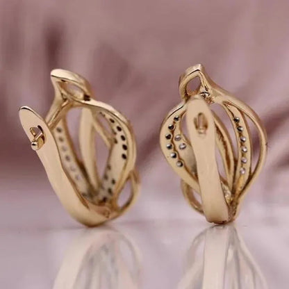 Trendy 18K Gold Diamond Infinity Earrings for Women Bridal Wedding Huggie Earrings Jewelry Gift