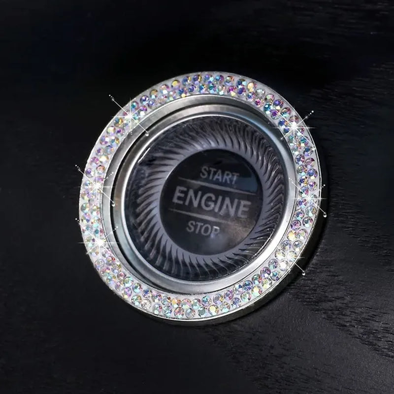 New Car One-Key Engine Start Stop Ignition Push Button Decorative Circle Ring Keyless Cover Trim Crystal Diamond Parts Decorate - WORLD TIME VISITS