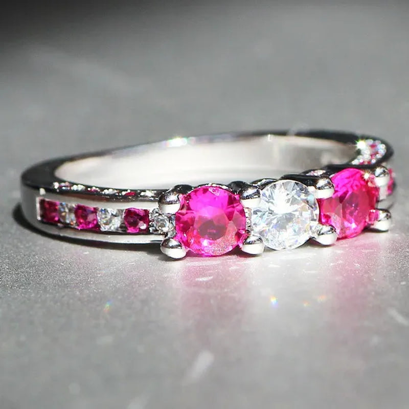 Luxury  Silver Crown Ruby Ring Natural Stone Birthstone Gemstones Engagement Rings Wedding Anniversary Bride Women Square Crossing Set Ring Size 6 7 8 9 10