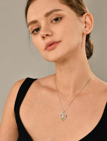 Women'S Heart Cross Necklace Sterling Silver God in My Heart'' Pendant Dangle Cross Crucifix Jewelry
