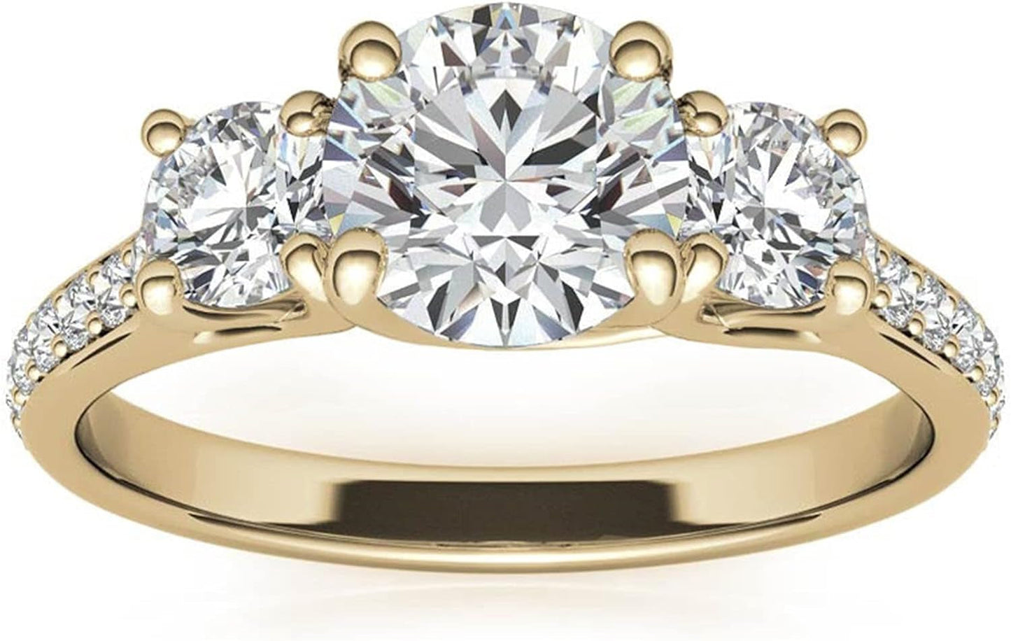 3 Stone Moissanite Engagement Rings for Women, 1 Ct Tw D Color VVS1 Clarity Lab Created Diamond Rings 14K White Gold Vermeil Moissanite Rings for Women Anniversary Jewelry Gifts