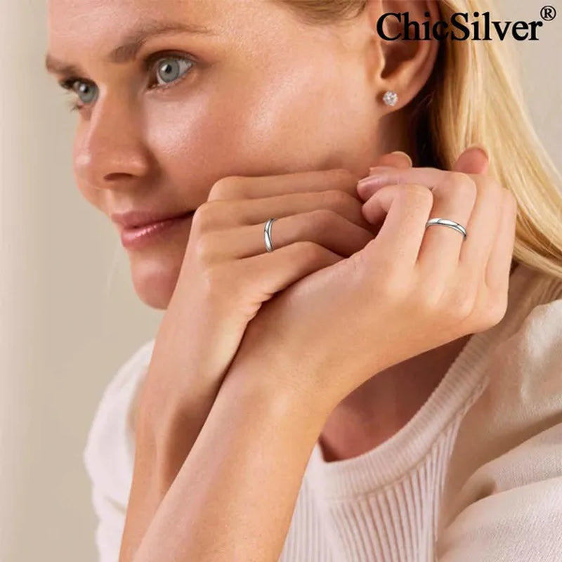 Chicsilver Ring Solid 925 Sterling Silver 2/3Mm Thin Plain Dome High Polish Wedding Band Rings for Him and Her Size 4-12