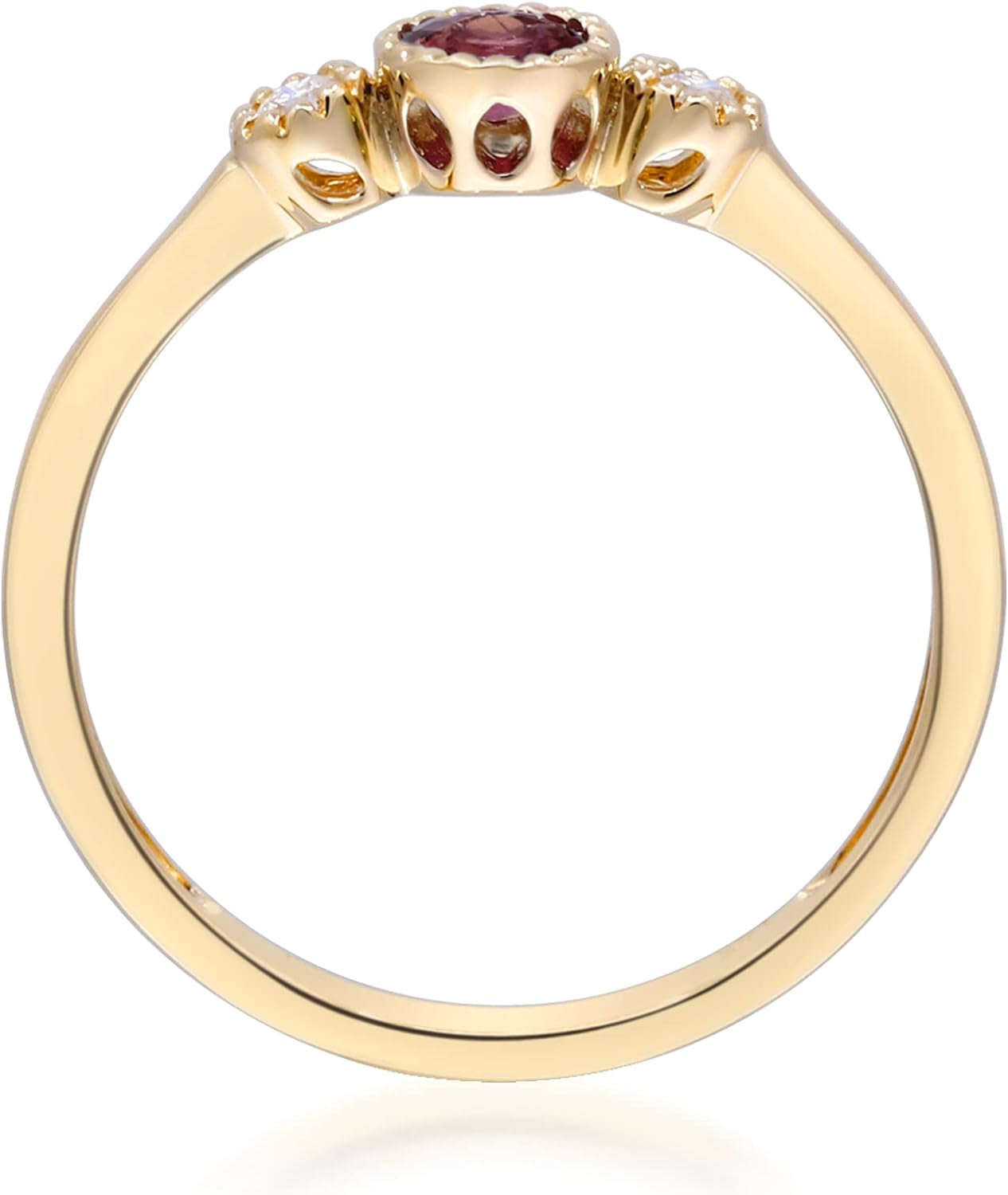 10K Yellow Gold Mozambique Genuine Ruby Ring with Diamonds for Women | Ethically, Authentically & Organically Sourced (Round) Shaped Ruby Hand-Crafted Jewelry for Her | Ruby Ring for Women