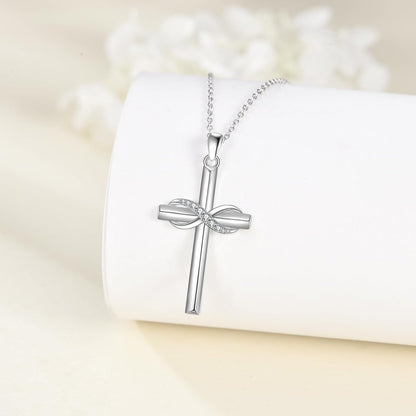 Cross Necklace for Women Sterling Silver Cross Pendant Necklace Religious Jewelry Christian Gifts