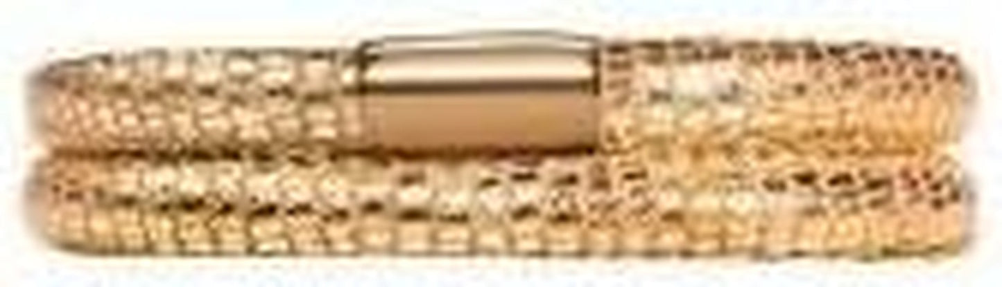 Double Gold Reptile Bracelet W/Gold Plated Lock, 1051-38 (7.5 Inch)
