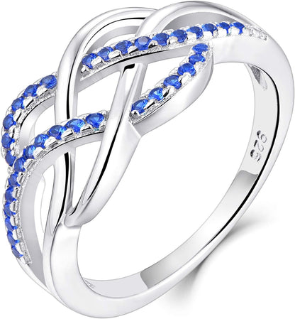 Celtic Knot Rings 925 Sterling Silver Twisted Knot Ring 18K White Gold Plated Infinity Statement Rings