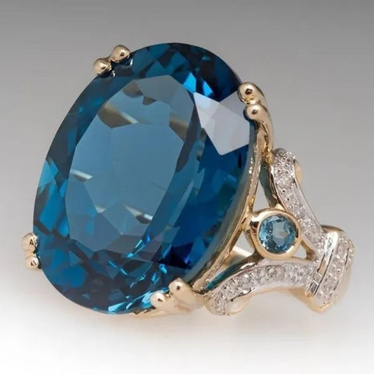 Fashion Gold Plated Plated Goose Egg Sapphire Women Wedding Engagement Ring