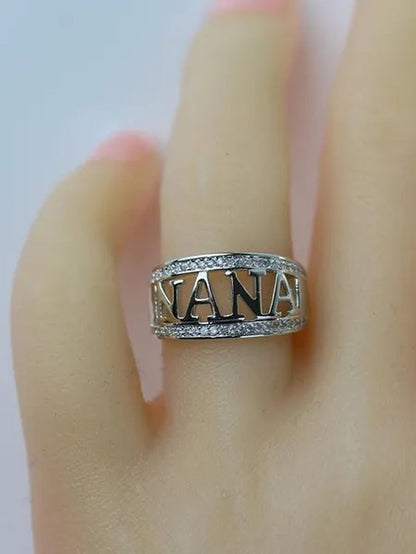 Gift Delicate Nana Ring Brass Cubic Zirconia Diamond Jewelry Grandmother Christmas Gift Birthday Gift - WORLD TIME VISITS