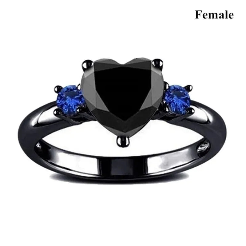 Rings Charm Couple Ring Stainless Steel Men's Ring Blue Color Sapphire Women's Wedding Ring Sets