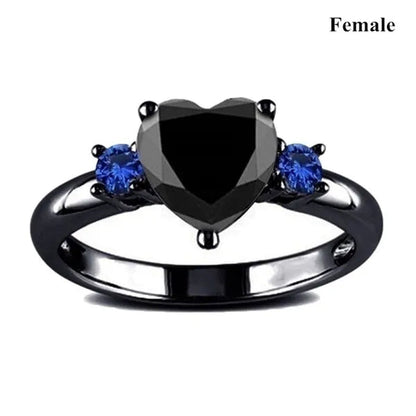 Rings Charm Couple Ring Stainless Steel Men's Ring Blue Color Sapphire Women's Wedding Ring Sets