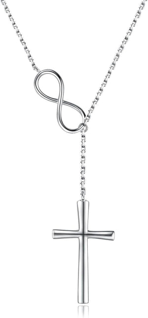 925 Sterling Silver Faith Hope Love Infinity Cross Pendant Necklace for Women Christian Birthday Christmas Jewelry