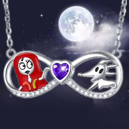 Fashion Creative Women'S Infinite Heart Diamond Necklace Cartoon Ghost Diamond Pendant Engagement Necklaces for Women Jewelry Accessories Birthday Anniversary Gift