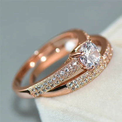1ct Diamond White Sapphire Wedding Engagement Rings Set Women Bridal Jewelry Gifts (Black,Rose Gold,Silver,Gold)