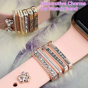 Metal Charms Watch Band Decoration Ring For Apple Diamond Ornament For iwatch Bracelet Silicone Strap Jewelry Accessories