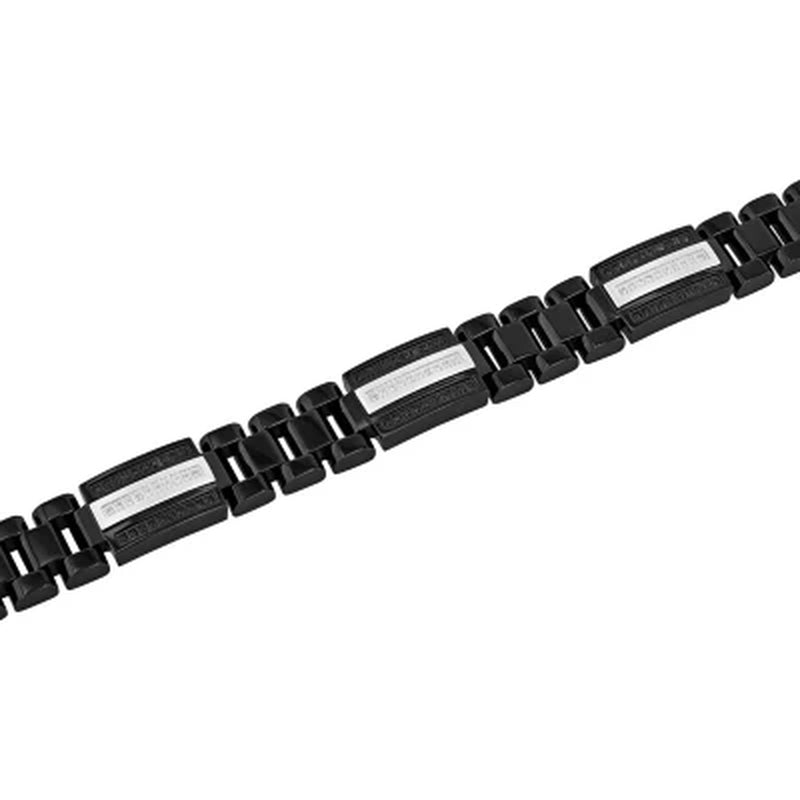 0.81CT. TW. Black & White Diamond Stainless Steel Bracelet