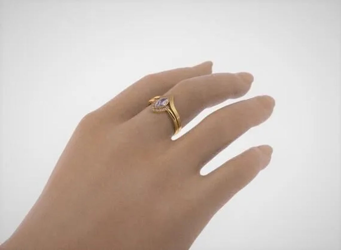 2pcs/Set Latest geek love quality bride ring set jewelry  natural rubyzircon V-shaped ring set geek ring set wonderous woman ring romantic bride wonderful engagement wedding ring set anniversary promise ring Christmas gift jewelry size US5-11