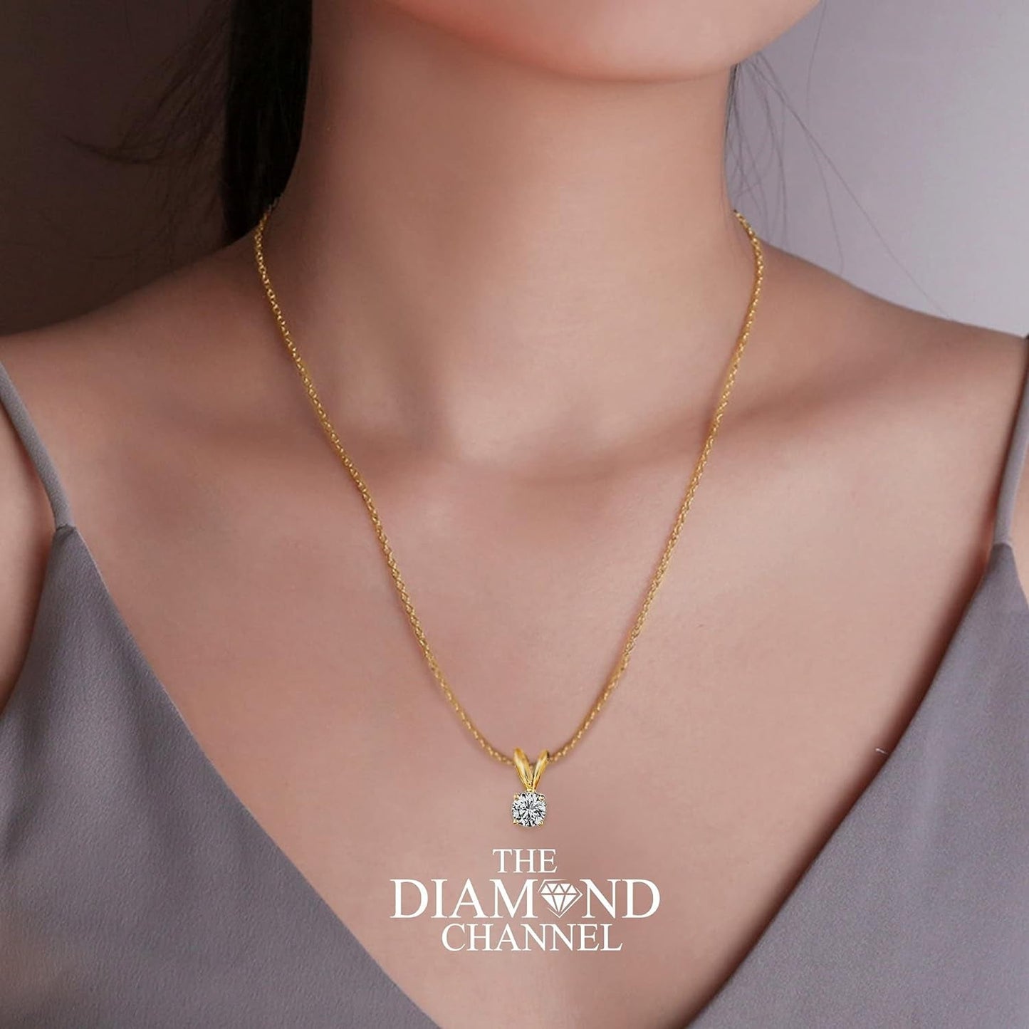 NATURAL Diamond 4-Prong Pendant Necklace with 16”+2” Extender - 14K Gold Diamond Pendant - Fine Jewelry for Women