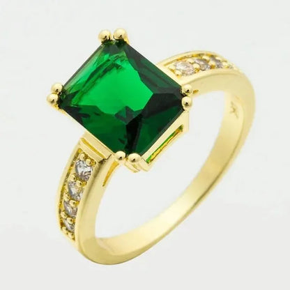 6-Color Natural 3.58CT White/Alexandrite/Sapphire/Pink/Emerald/Ruby Diamond 14K Yellow Gold Ring Size 6-10