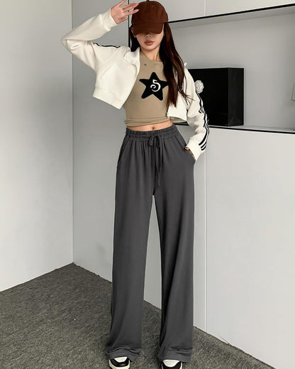 Womens Wide Leg Pants Loose Sweatpants High Waist Stretchy Comfy Athletic Casual Lounge Pants with Pockets