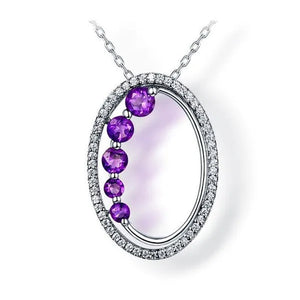 Majesty Diamonds MDS170327 0.5 CTW Round Purple Amethyst Fancy Pendant Necklace in .925 Sterling Silver with 18K