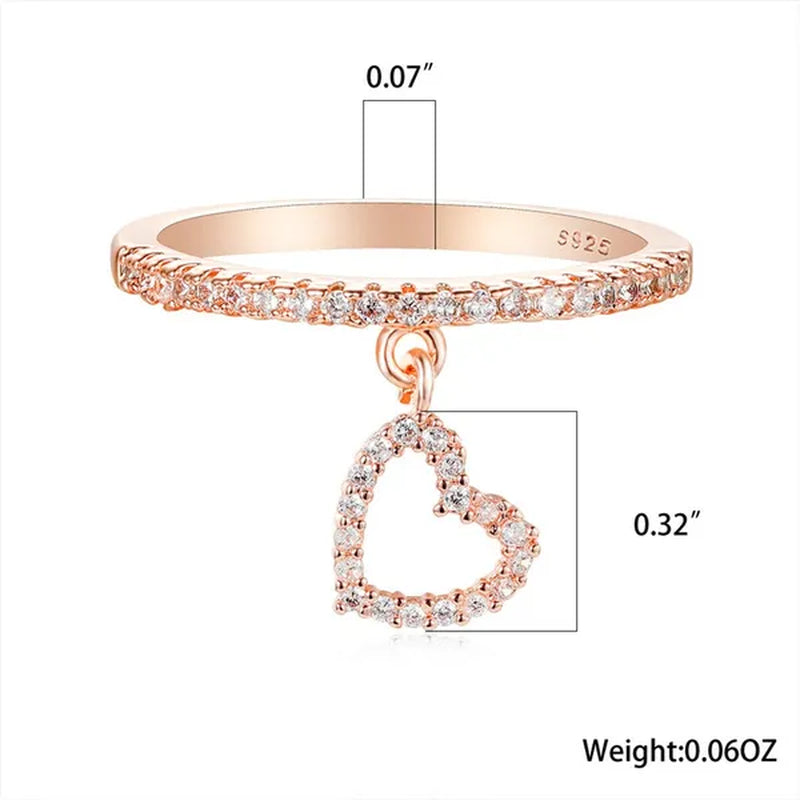 Noval Pendant Ring 18K Rose Gold Rare Diamond Love Heart Adorn Bridal Jewelry Family Memorial Gift