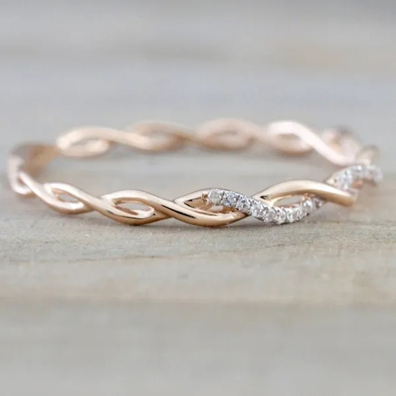 Diamond Ring Engagement Ring  Diamond Anniversary Twined Vine Simple Infinity Eternity Ring Bridal Women Promise Ring Anniversary Gold Wedding Bands Size 4-10 - WORLD TIME VISITS