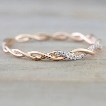 Diamond Ring Engagement Ring  Diamond Anniversary Twined Vine Simple Infinity Eternity Ring Bridal Women Promise Ring Anniversary Gold Wedding Bands Size 4-10 - WORLD TIME VISITS