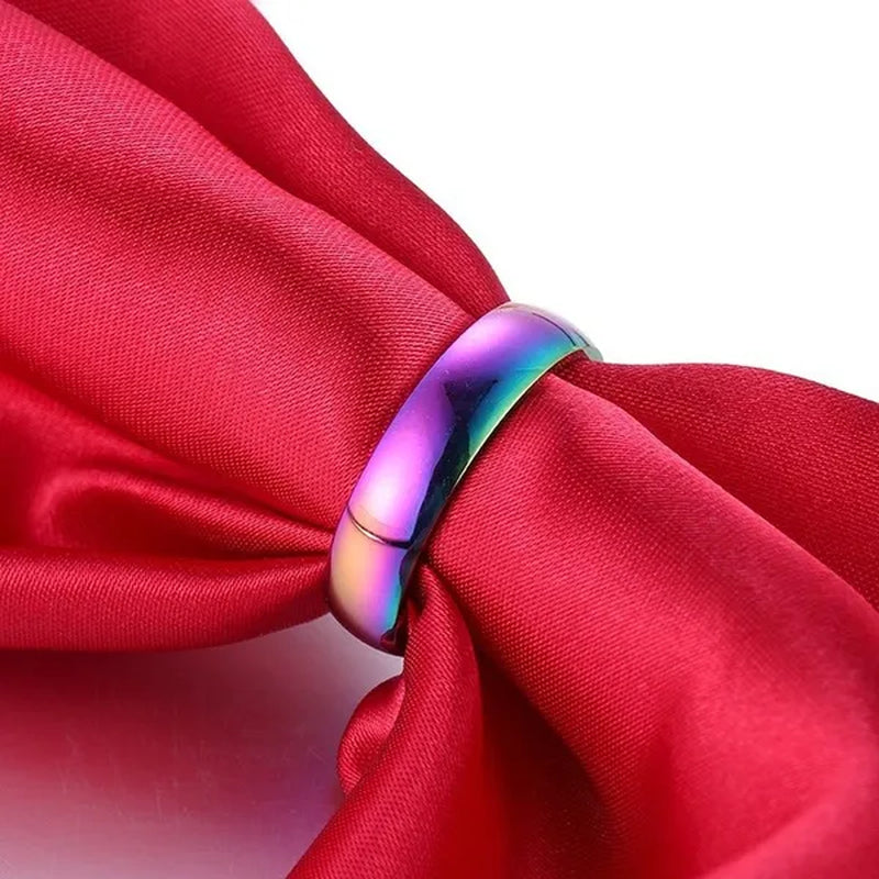 New Fashion Colorful Couple Diamond Ring Simple Glossy Wedding Engagement Titanium Steel Ring Jewelry Size 5-13 - WORLD TIME VISITS