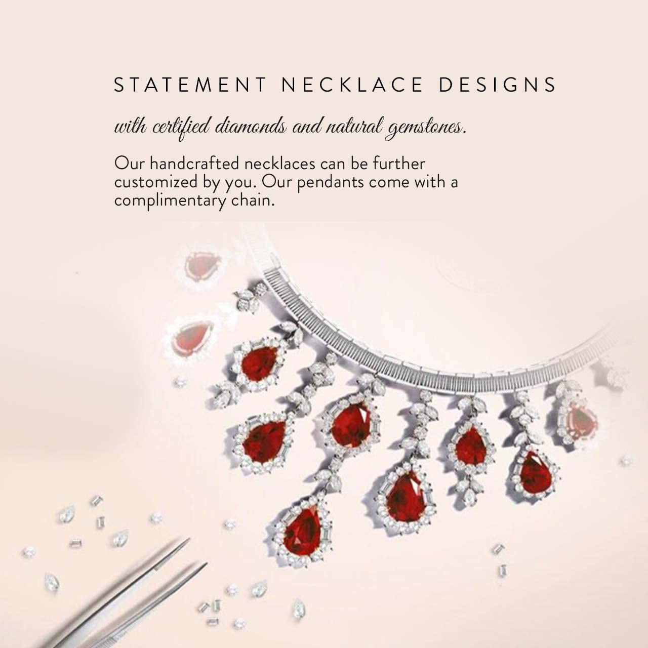 Natural and Certified Gemstone Three Stone Necklace in 14K White Gold | 0.17 Carat Journey Pendant with Chain