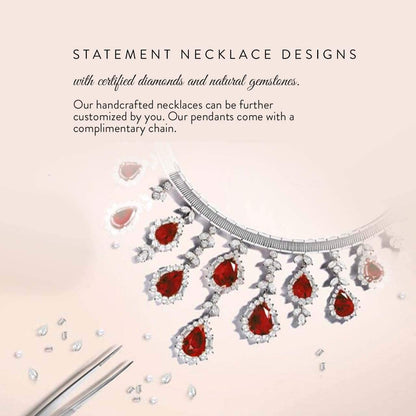 Natural and Certified Gemstone and Diamond Three Stone Petite Necklace in 14K Solid Gold | 0.18 Carat Pendant with Chain