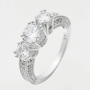 Natural 2.66Ct White Diamond 14K White Gold Ring Size6-10