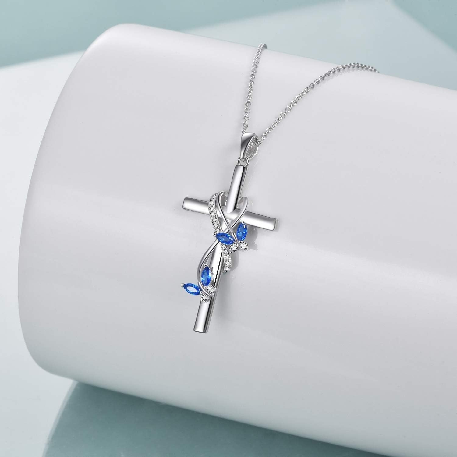 Butterfly Cross Necklace 925 Sterling Silver Cross Pendant Necklace for Women Girls Butterfly Jewelry Gifts
