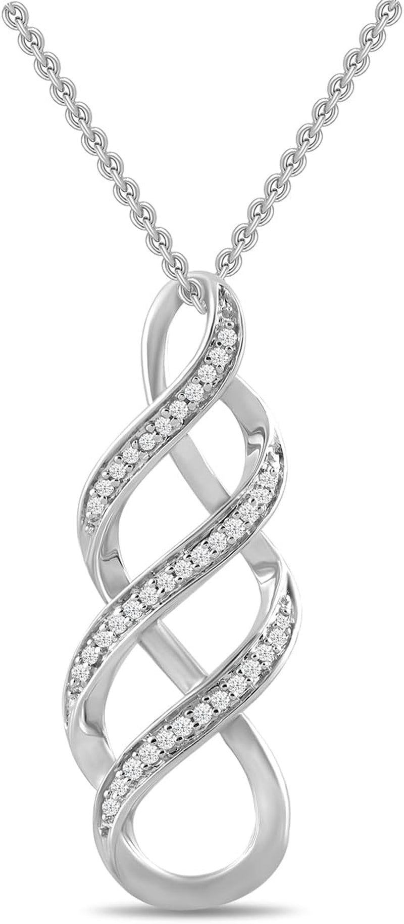 Women'S Sterling Silver Diamond Twist Pendant Necklace (1/10 Cttw), 18" (Previously Amazon Collection)