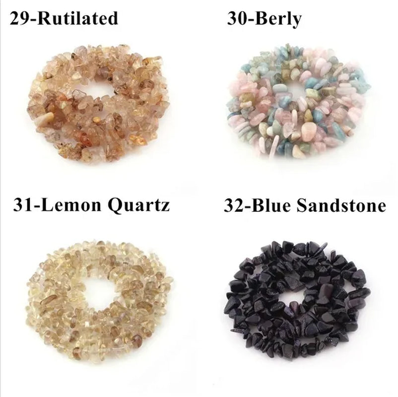 80Kinds 5-8MM natural stone irregular shape free-form chip beads tiger eye amethyst turquoise white crystal red coral Lapis lazuli used for jewelry making DIY bracelet 30"
