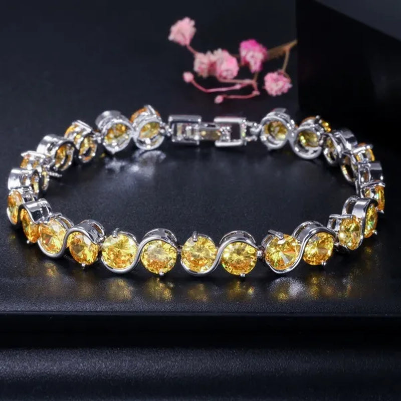 CANDICE White Gold Plated Natural Purple Crystal Bracelets Bangles For Femme Romantic Gift 18CM