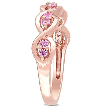 Pink Sapphire Infinity Design Ring in 14K Rose Gold