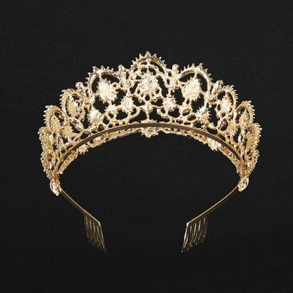 Wedding Tiaras and Earrings Set, Tiara and Necklace Set, Wedding Bridal Flower Jewelry Set Baroque Tiara Crystal Crown with Comb Retro Rhinestone Necklace Earrings Bridesmaids Queen Costume for Prom Party