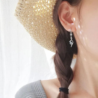 Fashion Women Girl 925 Pure Silver Earrings Female Zircon Rotary Tassel Earrings Gift Jewellery