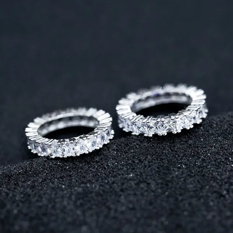 For Beauties! 1PC Pave Setting Square Heart Oval T-Shape Simulated Diamond CZ Eternity Band Engagement Wedding Stone Rings - WORLD TIME VISITS