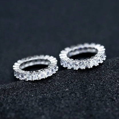 For Beauties! 1PC Pave Setting Square Heart Oval T-Shape Simulated Diamond CZ Eternity Band Engagement Wedding Stone Rings - WORLD TIME VISITS
