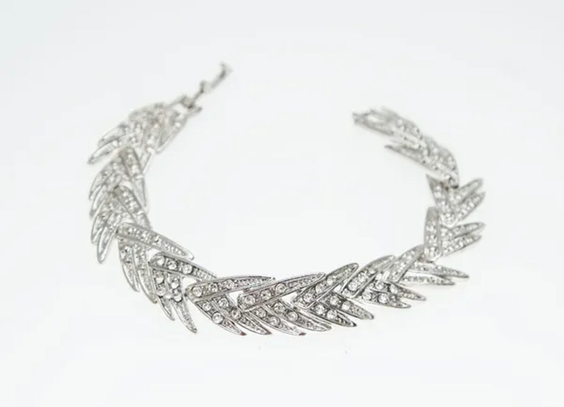 Leaves Shape Silver Plated Clear Crystal Jewelry Sets