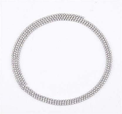 Muti Row Boho Tennis Chain Rhinestones Choker Long Chain Necklace for Women and Girls Jewelry